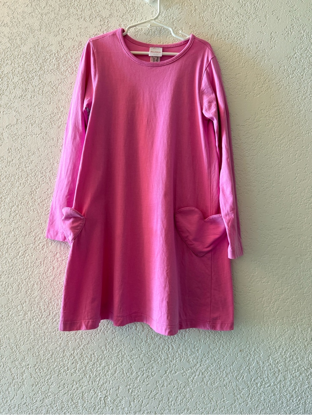 HANNA ANDERSON Girls Pink Long Sleeves Front Pockets Casual Cotton Dress Size 8